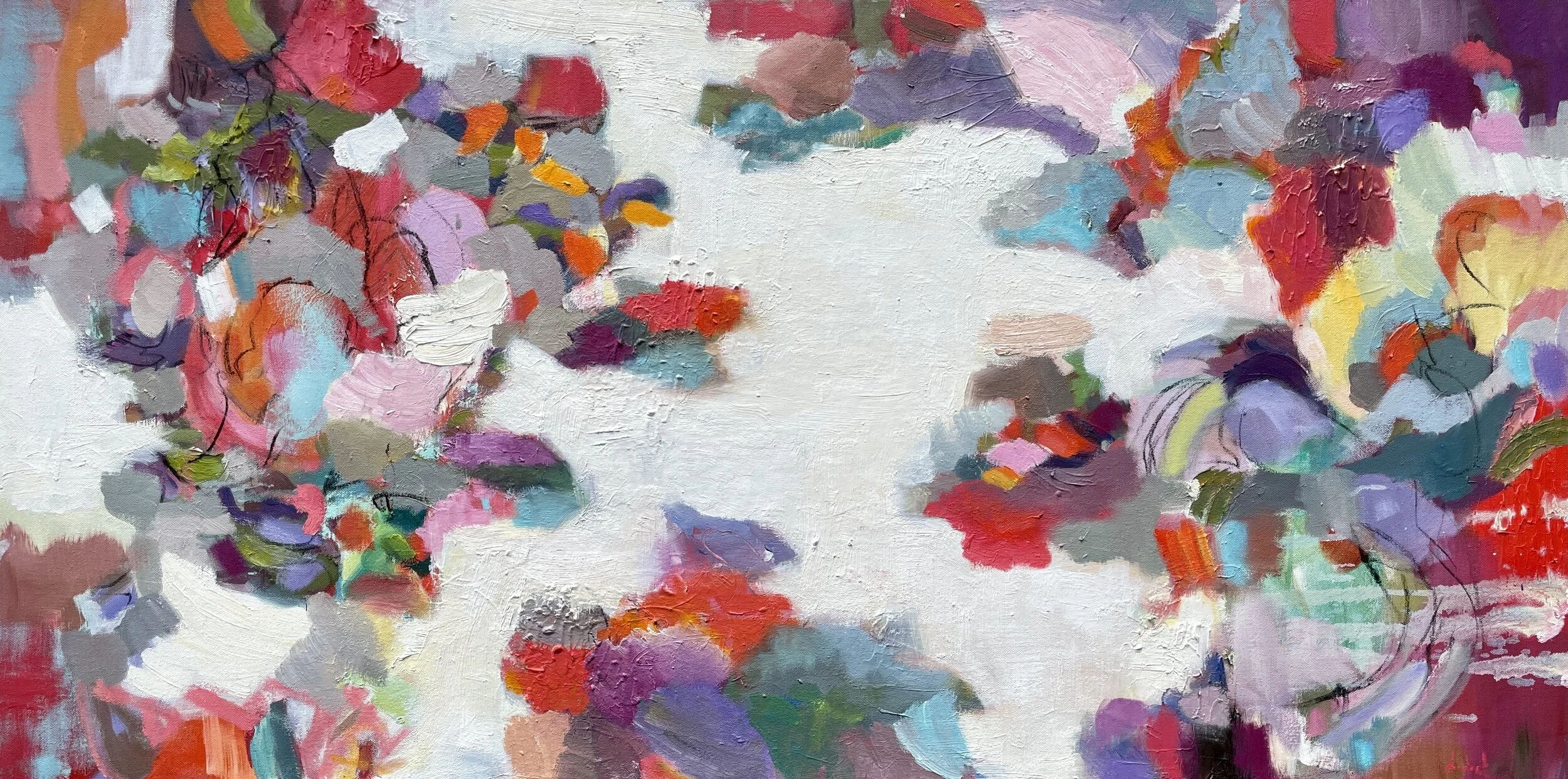  Nedret Andre,  Biodiversity , oil on canvas, 24" x 48", $4,600 