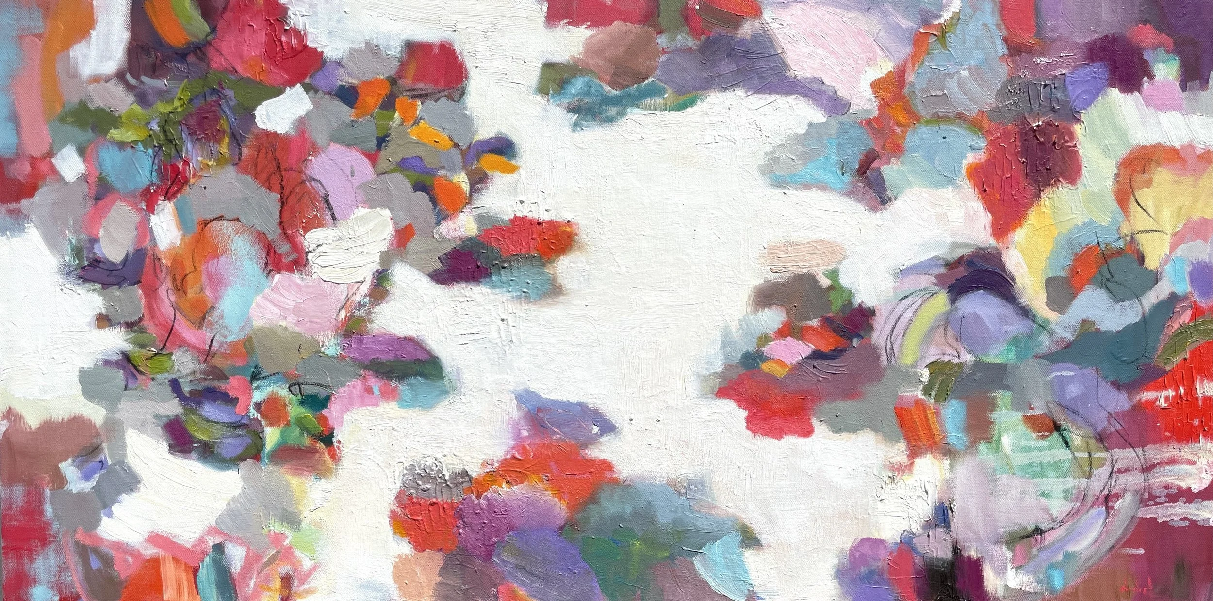  Nedret Andre,  Biodiversity , oil on canvas, 24" x 48", $4,600 