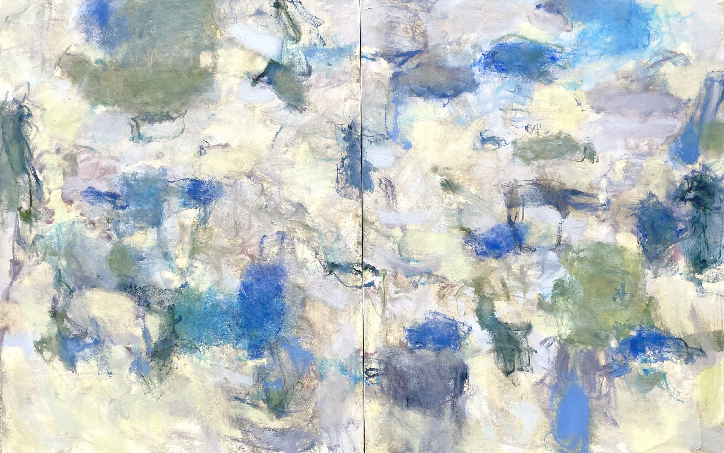  Anne Raymond,  Day I, Day II, Diptych , oil on canvas, 46" x 36" each panel, $6,800 each panel ($12,000 for diptych) 
