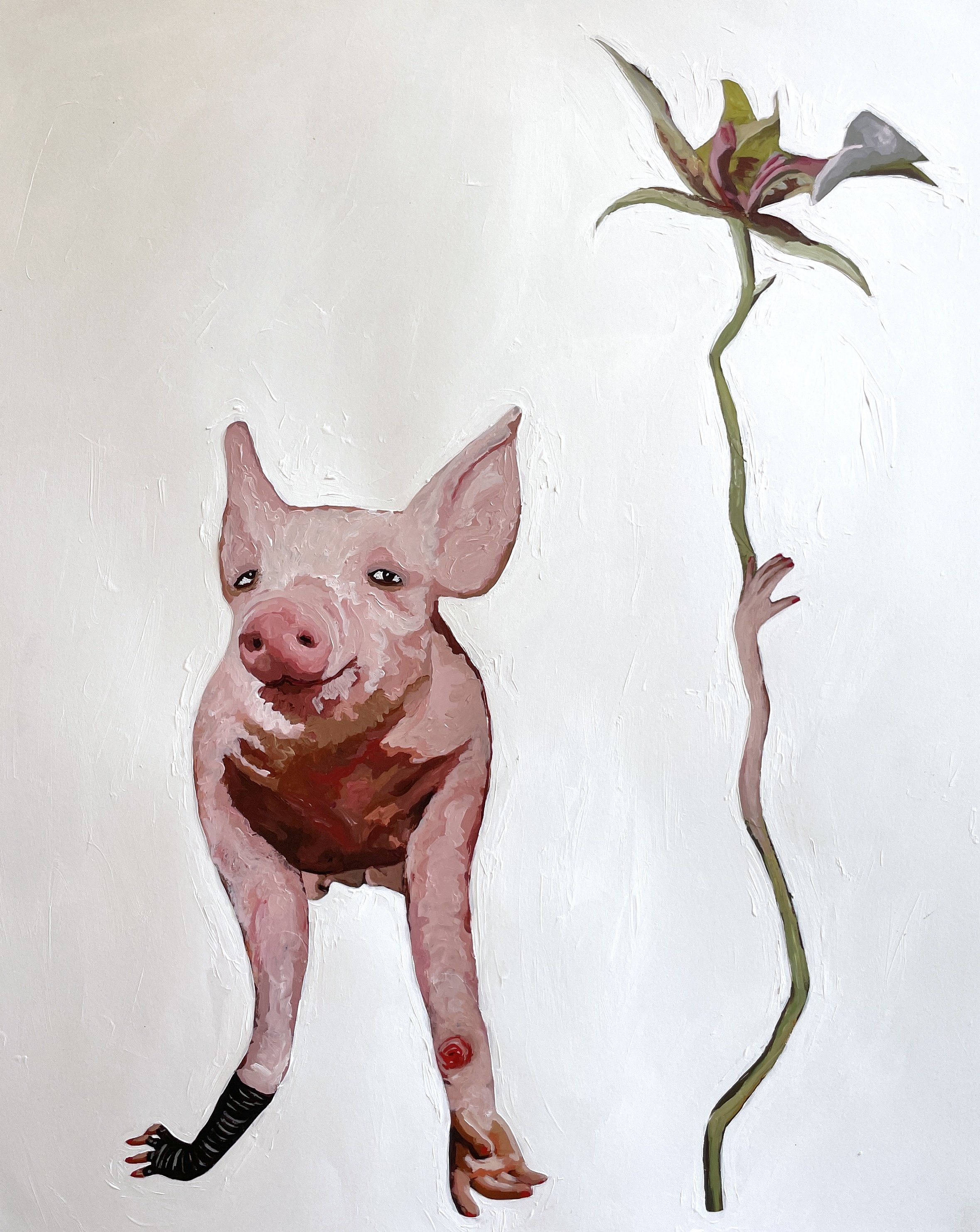  Yuliya Lanina,  Are you Pigging Me? , acrylic and collage on paper, 24" x 19", $1,200 