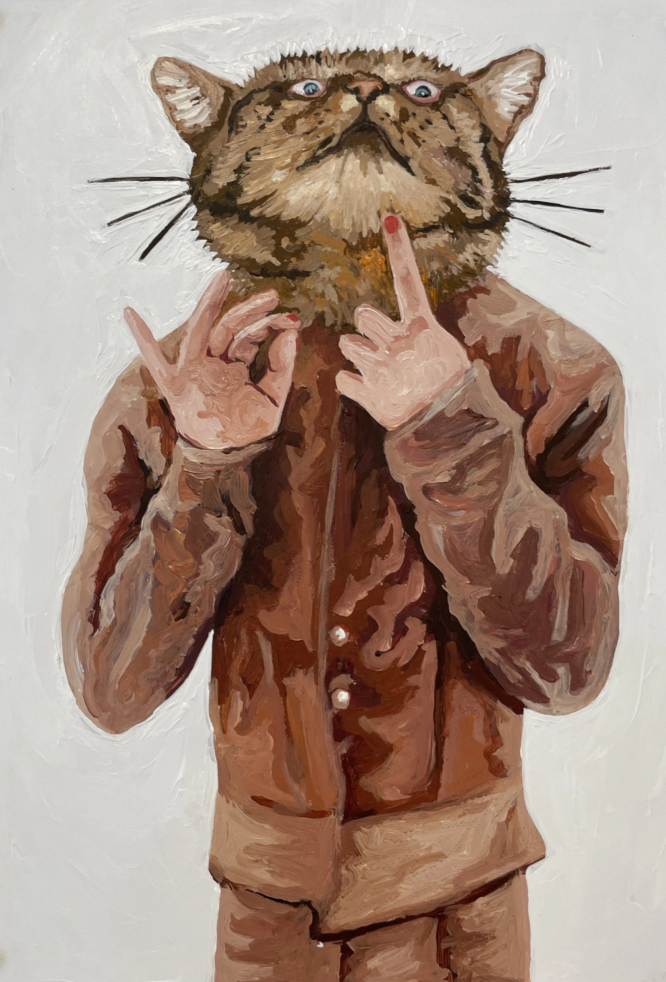  Yuliya Lanina,  Buttoned Up , acrylic and collage on paper, 12" x 9", $800 