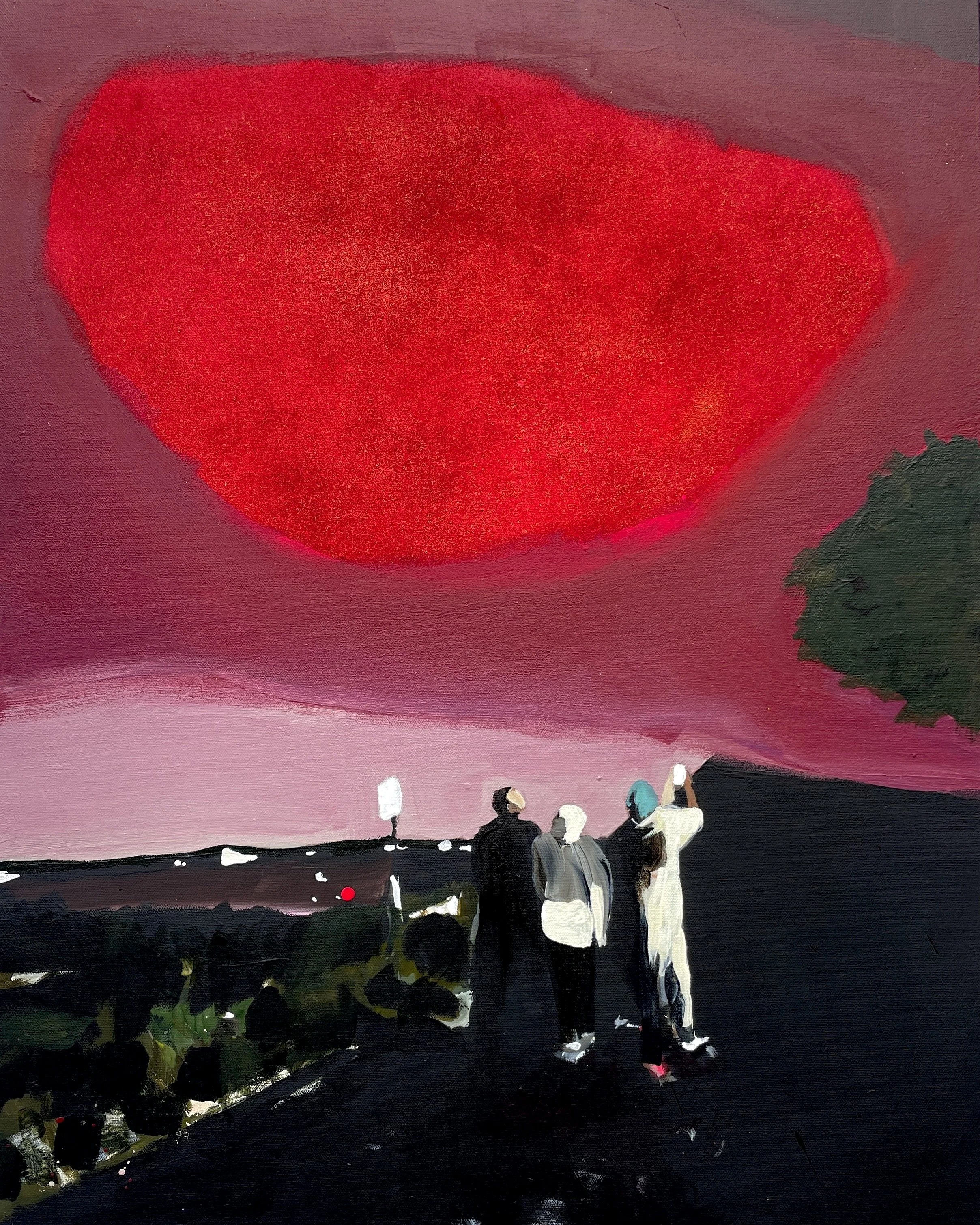  Melora Griffis,  red theme 1 , acrylic and glitter on canvas, 30" x 24", $5,400 