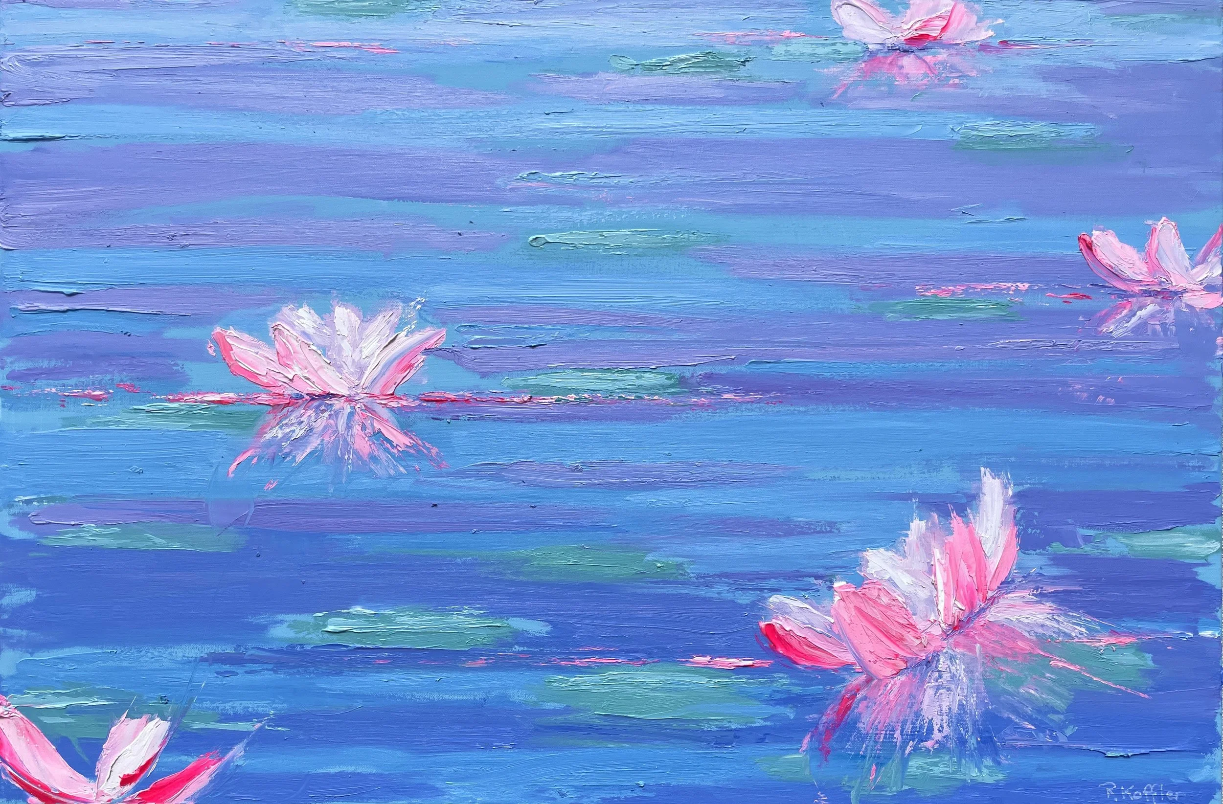  Robin Koffler,  Water Lilies , oil on canvas, 24" x 36" x 1.5", $3,200 