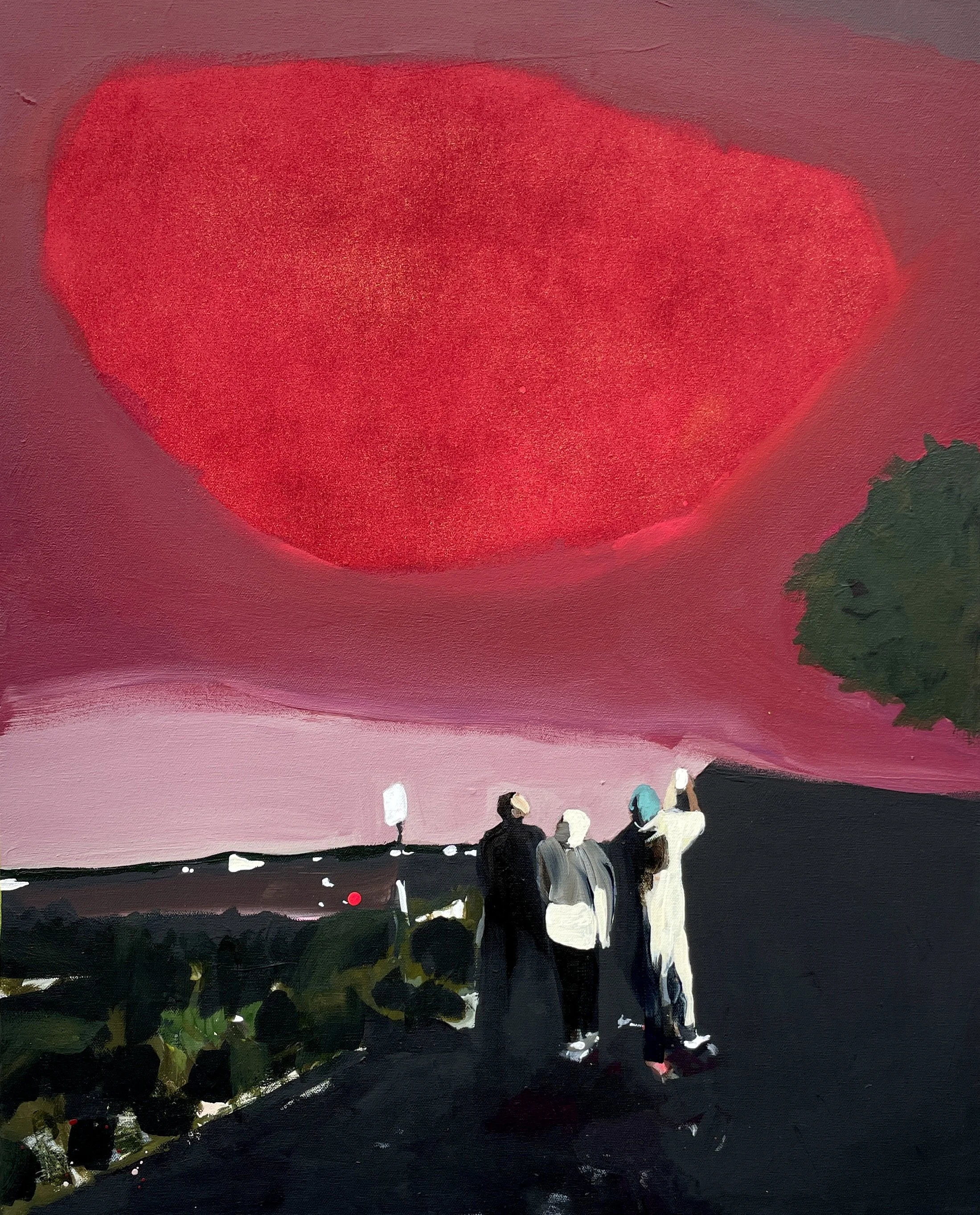  Melora Griffis,  Red Theme 1 , acrylic on canvas with glitter, 30" x 24", $5,400 