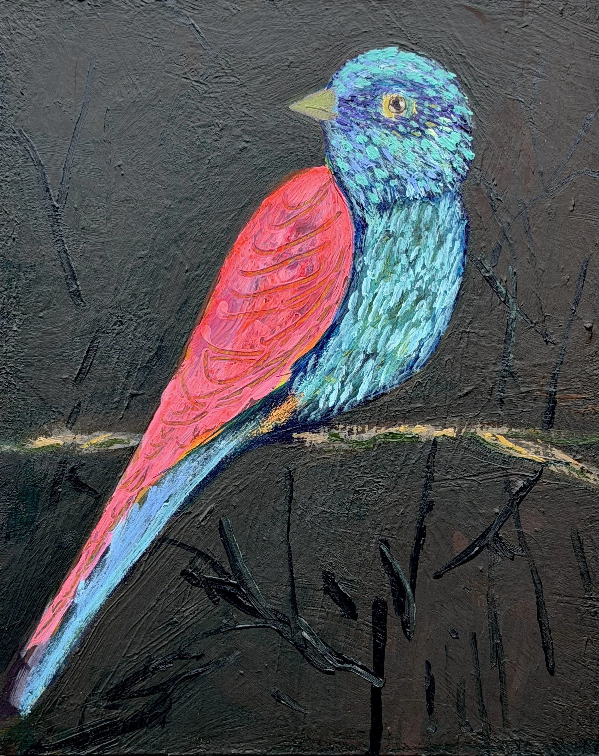  Gus Yero,  Bird 8 , acrylic on wood panel, 10" x 8", $800.00 
