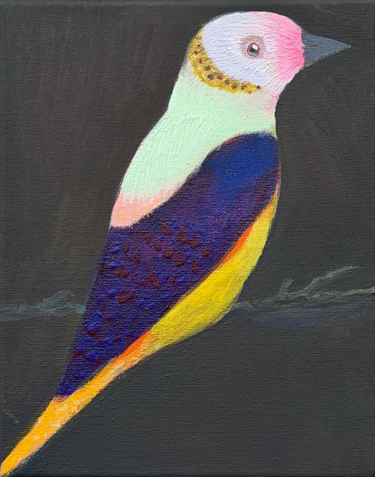  Gus Yero,  Bird 7 , acrylic on canvas, 10" x 8", $800.00 