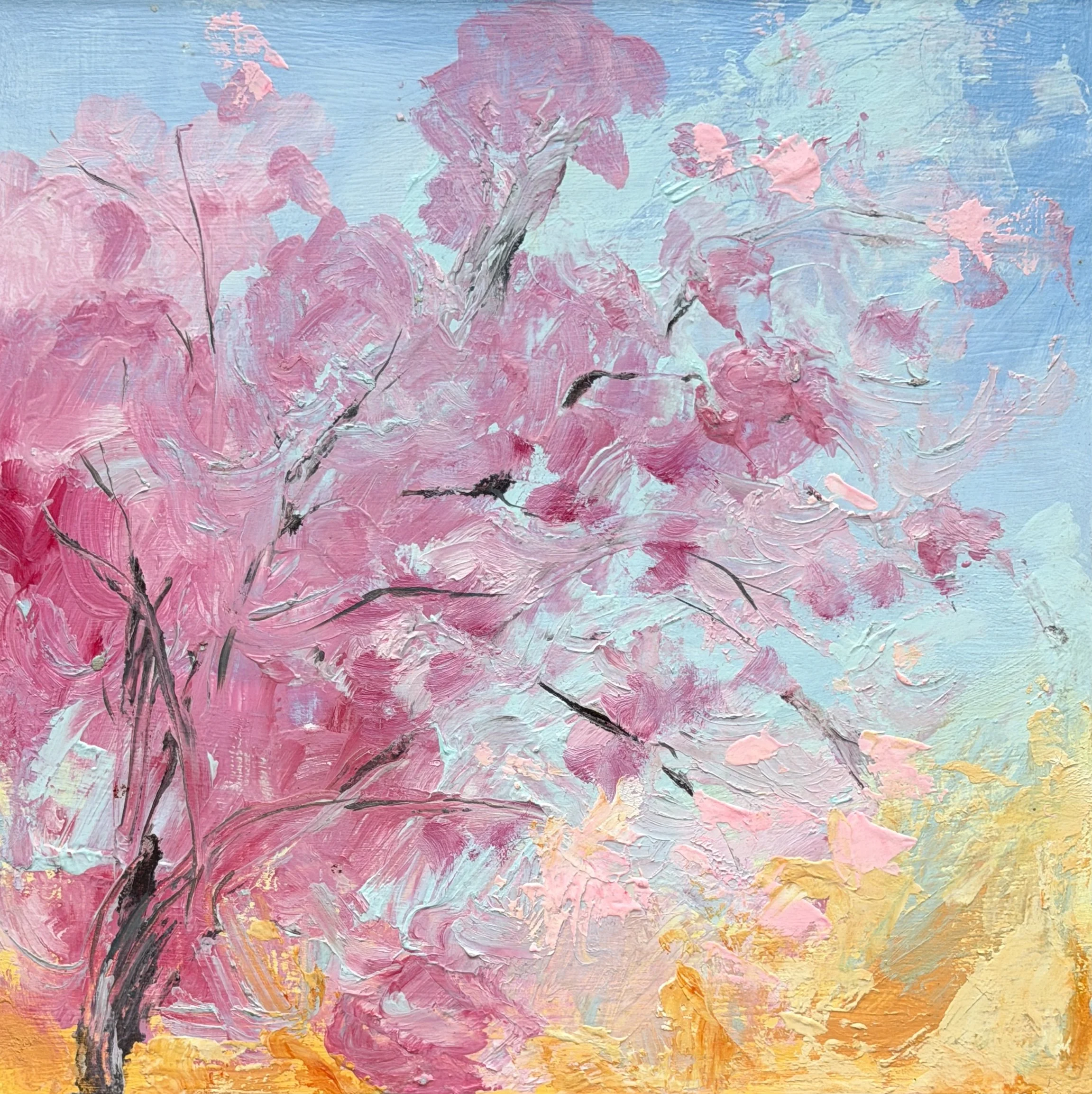  Barbara Thomas,  May , oil on wood, 12 3/4" x 12 3/4" including frame, SOLD 