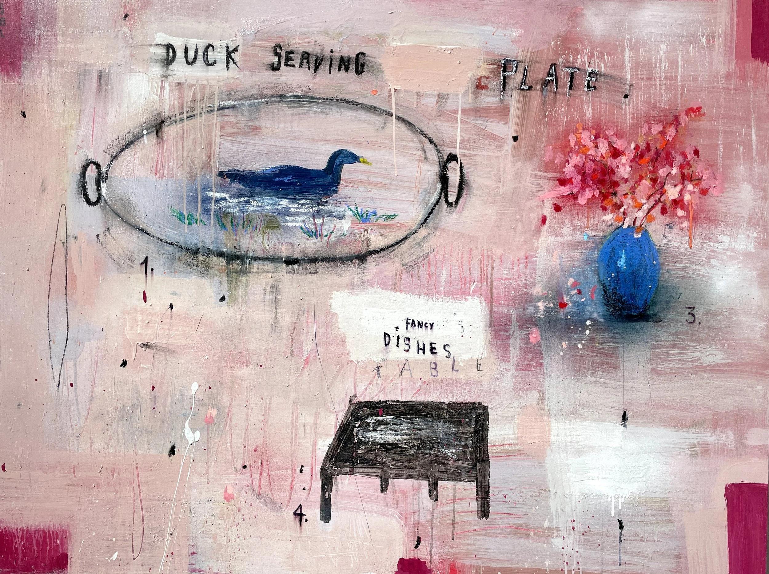  Stephanie Brody-Lederman,  Duck Serving Plate , oil and acrylic on canvas, 36" x 48", $7,000 