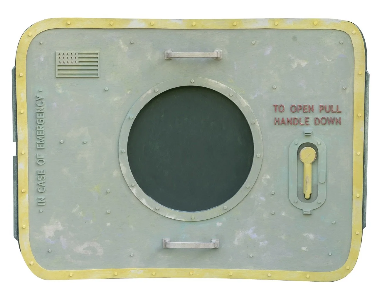  Peter Buchman,  Escape Hatch , wood, acrylic, resin, 24" x 33" x 4.5", $12,000 