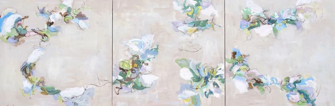  Nedret Andre,  Rhizome , acrylic on canvas, 24" x 72" triptych, SOLD 