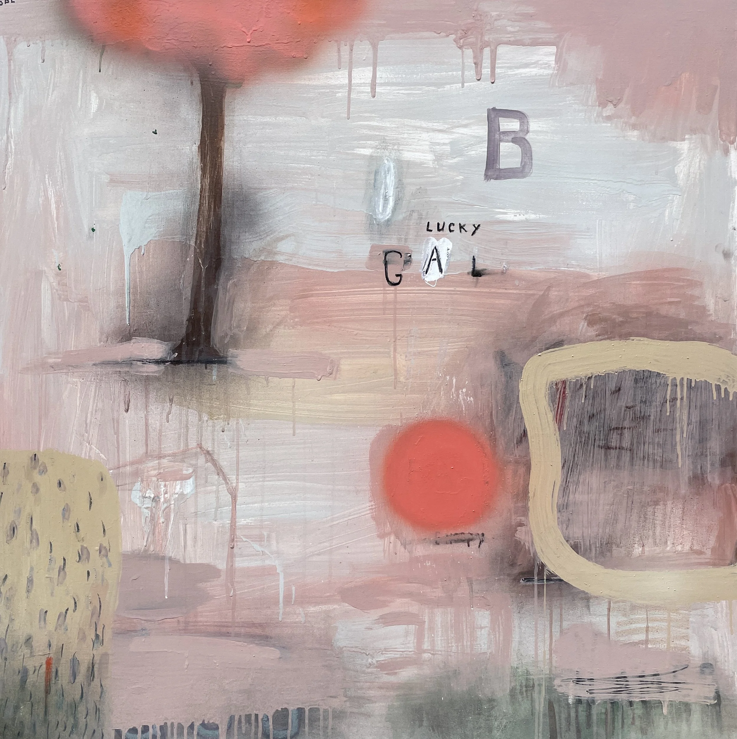  Stephanie Brody-Lederman,  Lucky Gal , acrylic and oil on canvas, 40" x 40", SOLD 