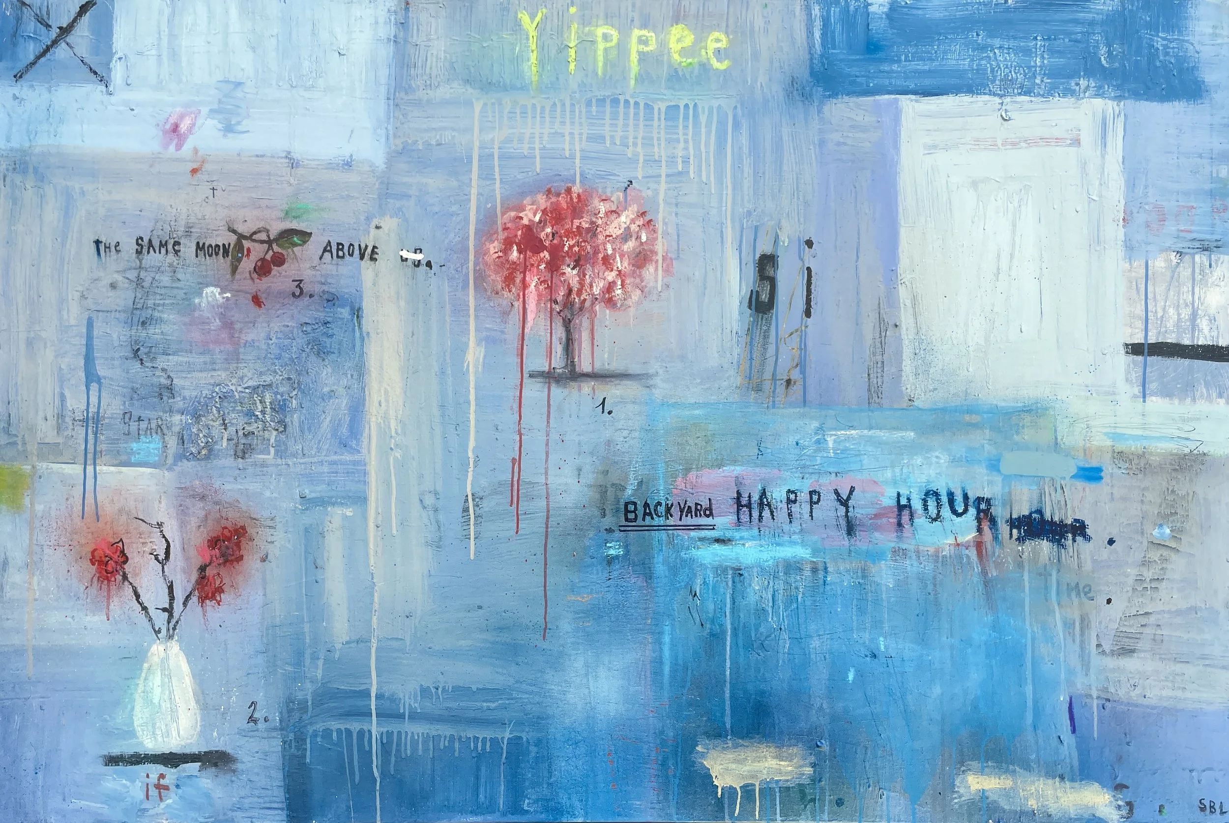  Stephanie Brody-Lederman,  Backyard Happy Hour , oil, acrylic on canvas, 40” x 60”, $8,500 
