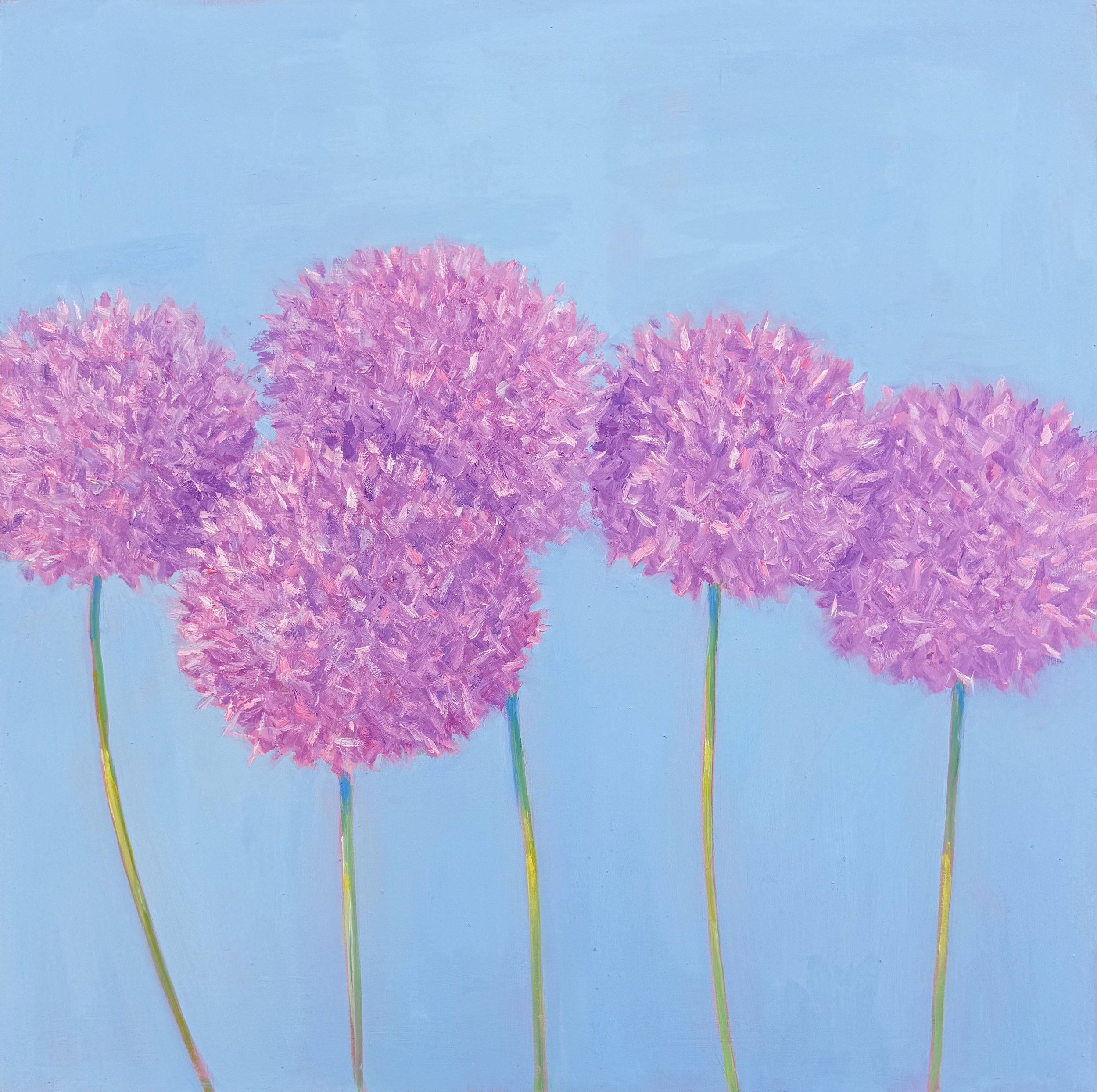  Robin Koffler,  Allium Family , oil on wood, 36" x 36", $2,000 