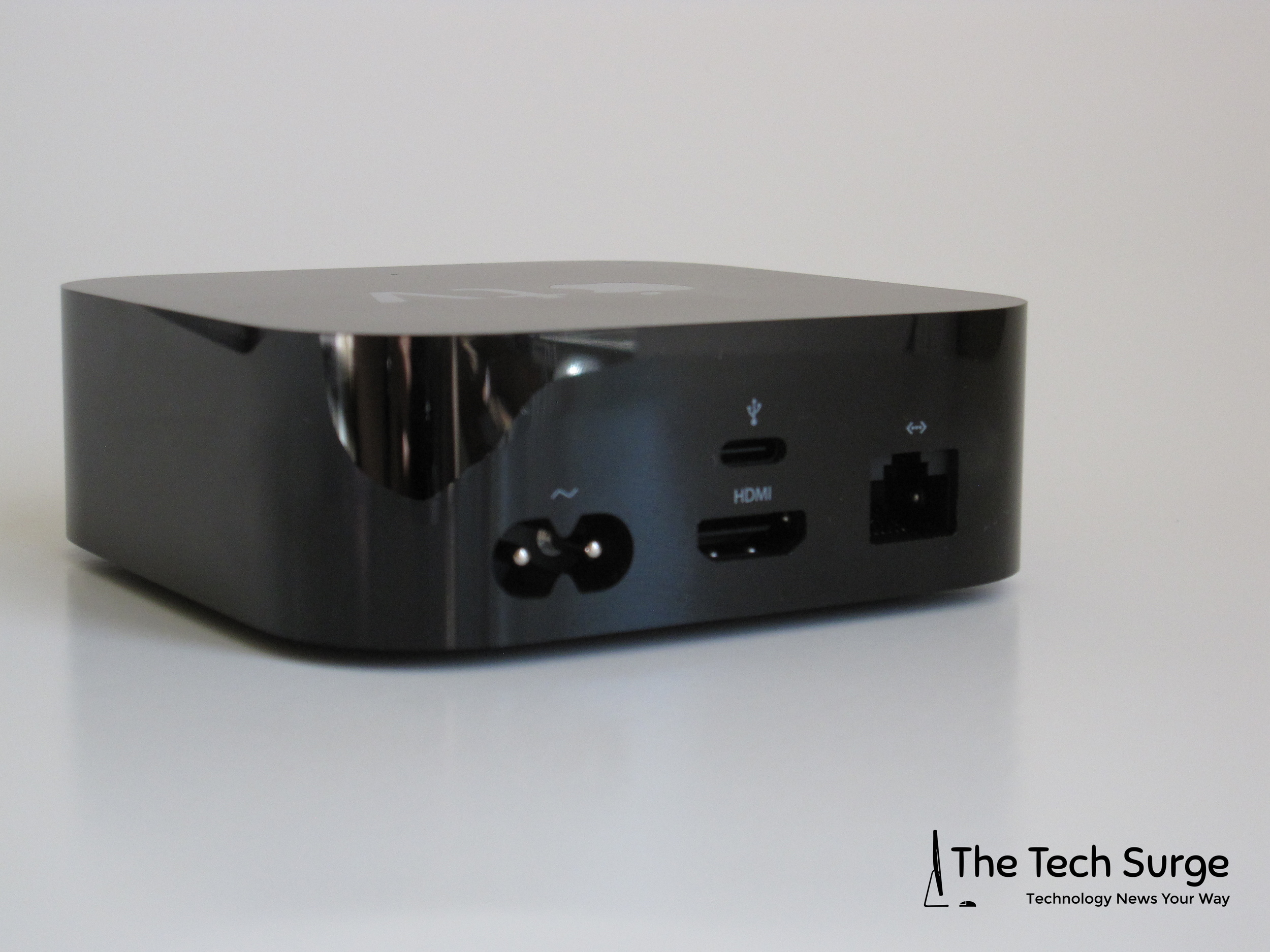 On the back of the box-top you will find a AC plug-in, Ethernet connection, HDMI connection, and a USB-C port (service only).