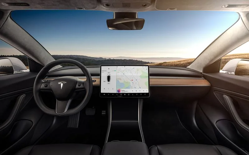 | Source: Tesla | A closer look at the Model 3's interior.