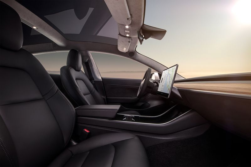 | Source: Tesla | A closer look at the Model 3's interior.