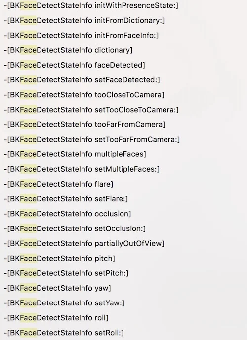 | Source: Mac Rumors | List of the Frameworks from BiometrickKit