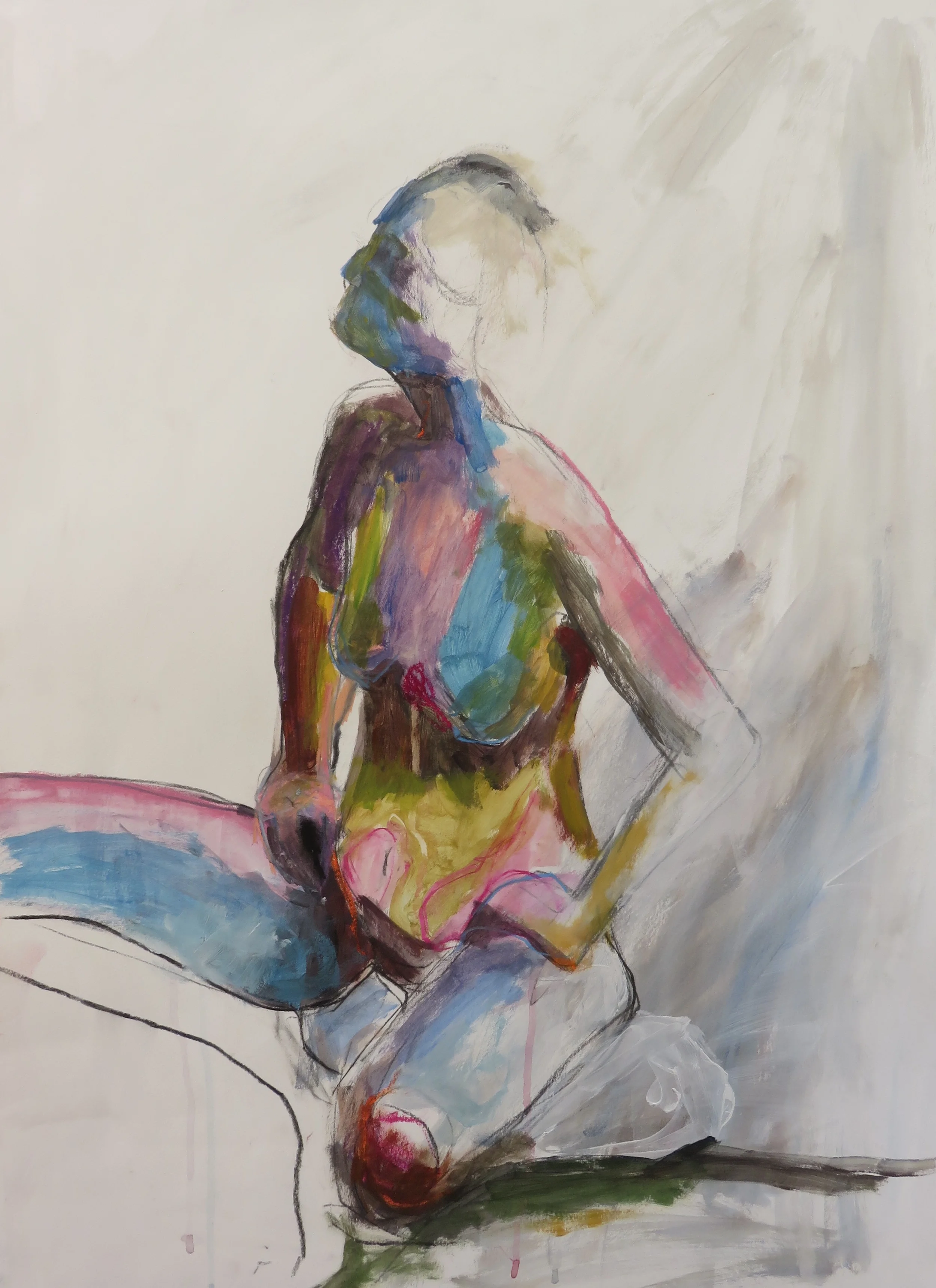 Stay, 30" x 22" acrylic and mixed media on paper