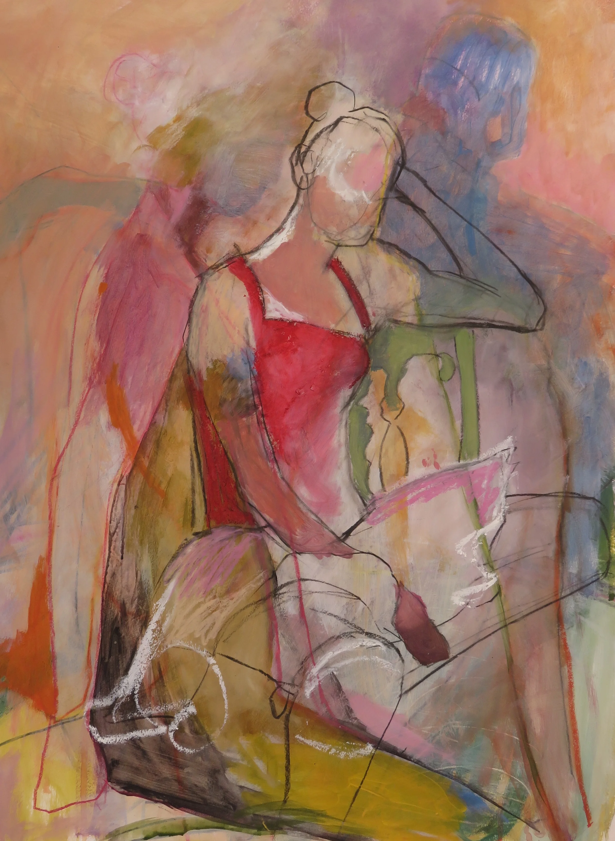 Red, 28" x 20" acrylic and mixed media on paper