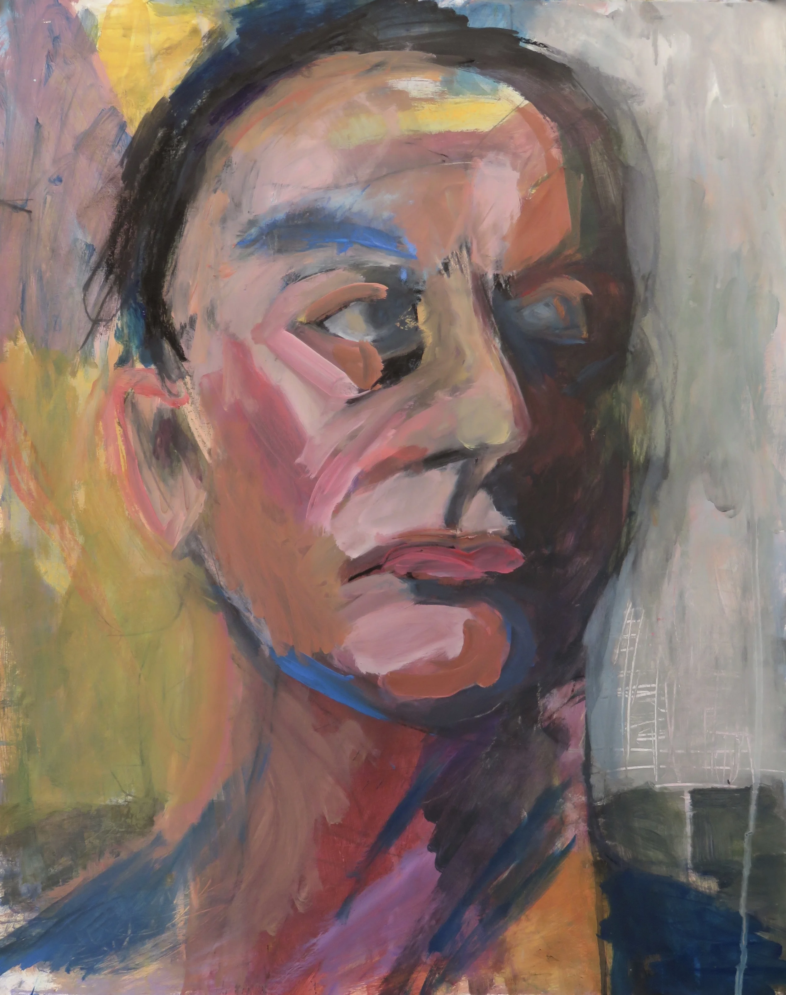 Close 24" x 18" acrylic and charcoal on paper