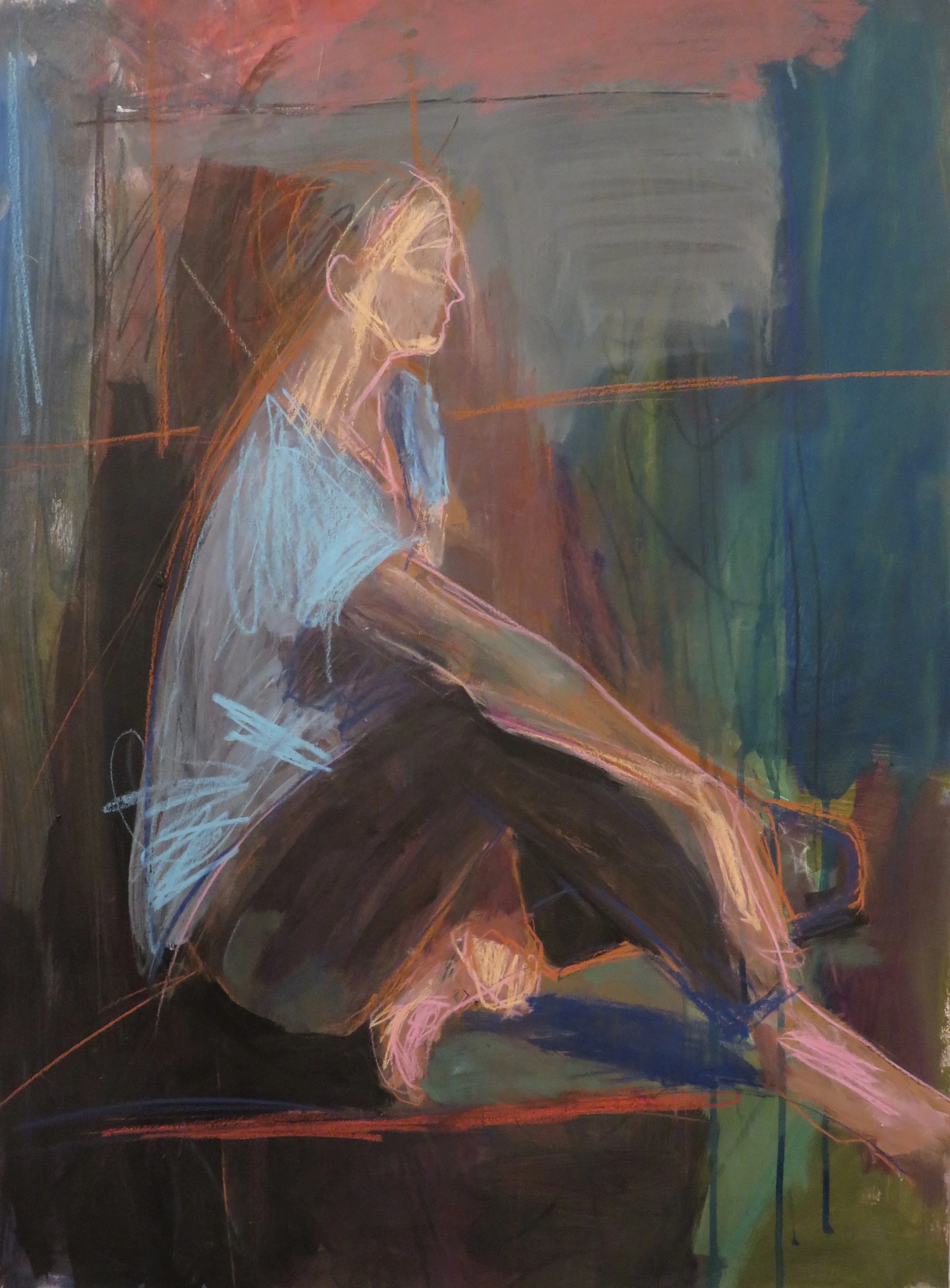 Here is the thing, 30" x 22" acrylic and mixed media on paper