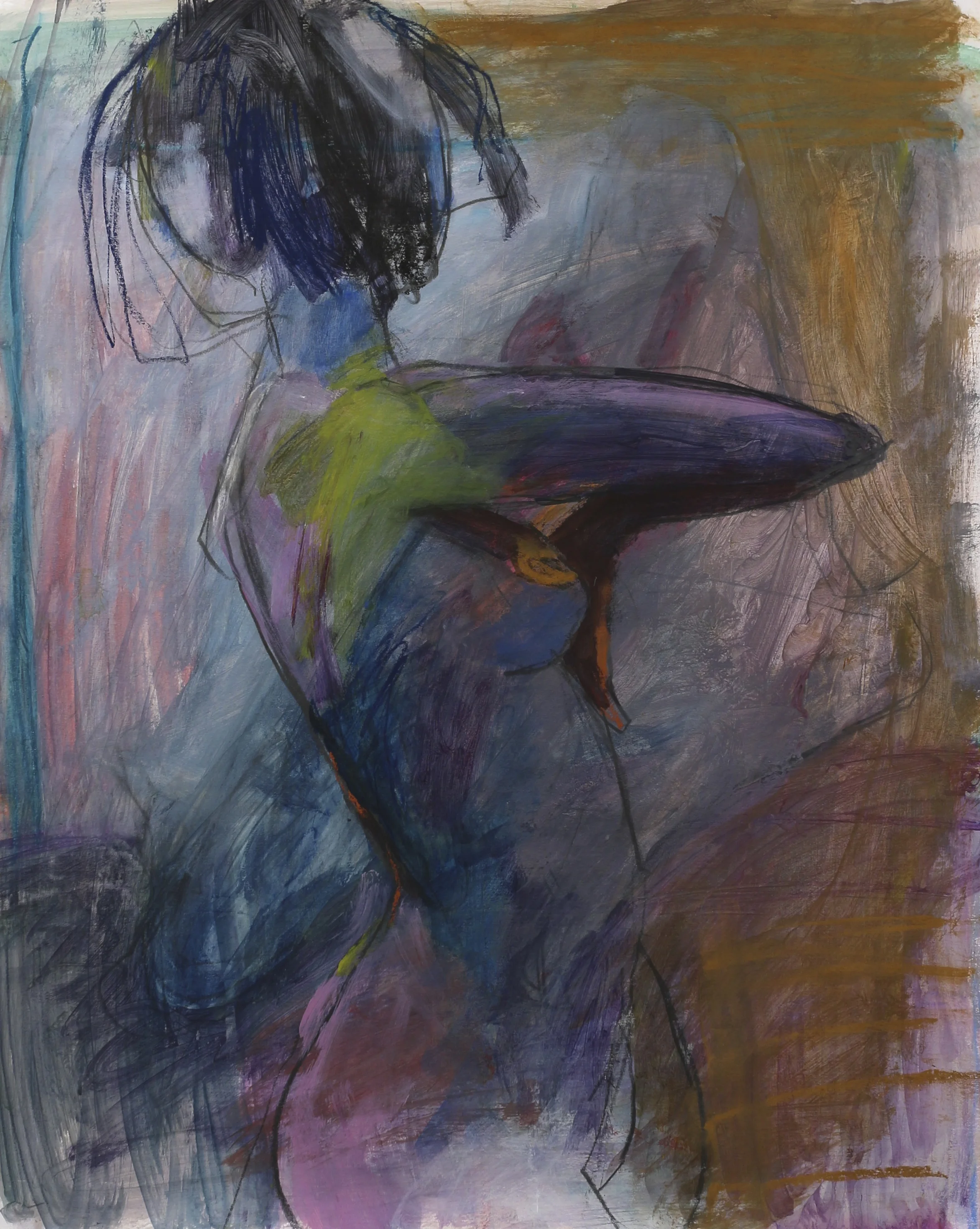 Flight, 24" x 18" acrylic and mixed media on paper
