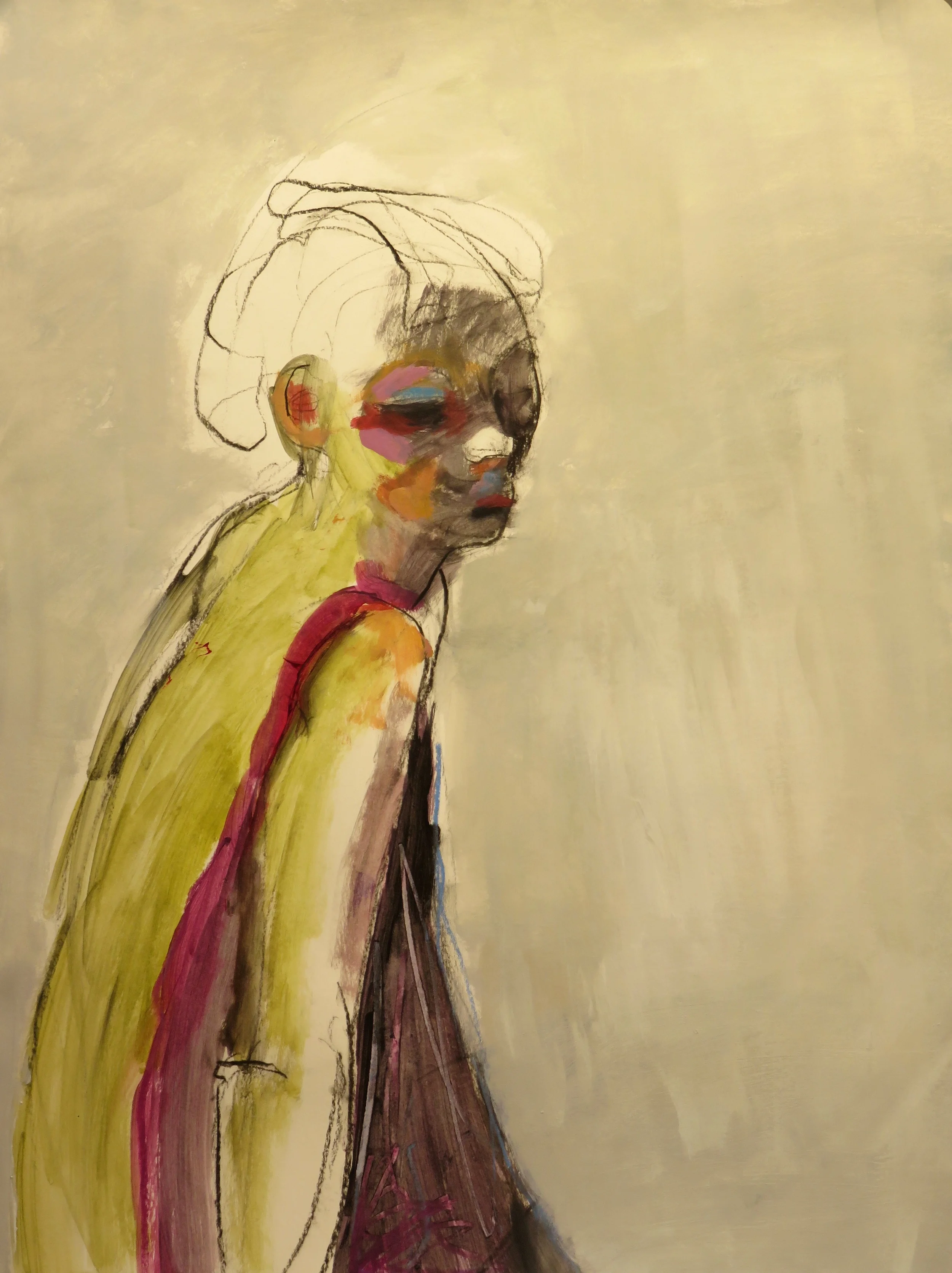Just blue, 24" x 18" acrylic and mixed media on paper - SOLD