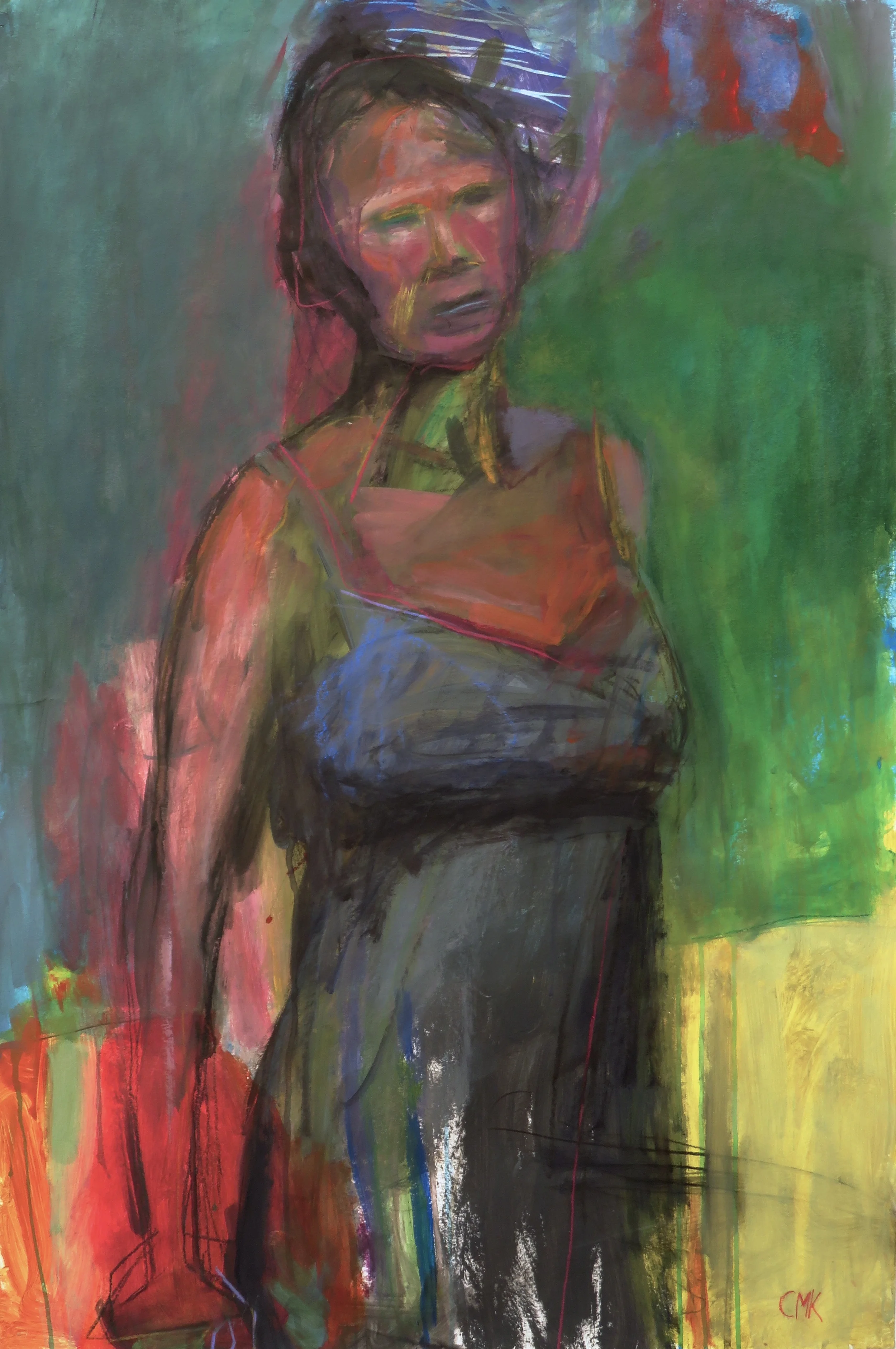 Vulnerable, 36" x 24" acrylic and mixed media on paper