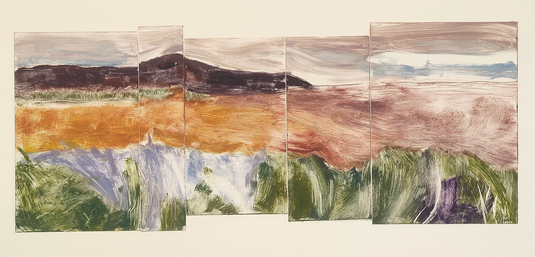 Grass IV, 9 1/4" x 23 1/4" 5 plate monoprint