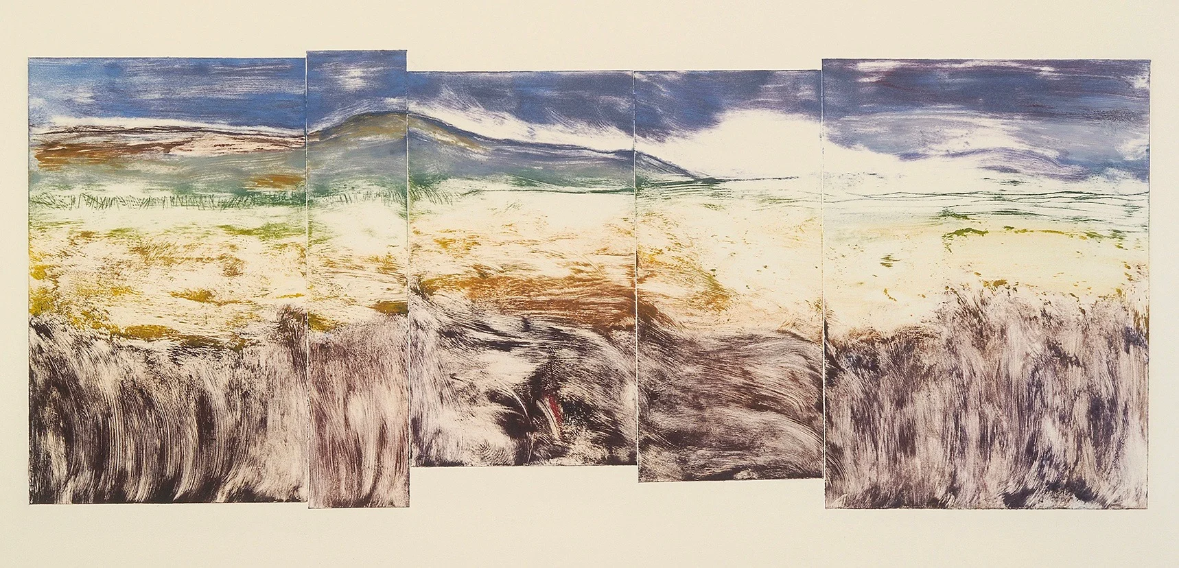 Grass VI, 9 1/4" x 23 1/4" . 5 plate monoprint