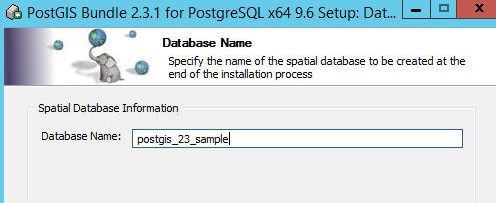 If you chose to create a sample database then enter a name: use default or enter new name then click Install