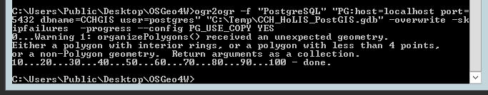 Example of command as shown in the cmd terminal