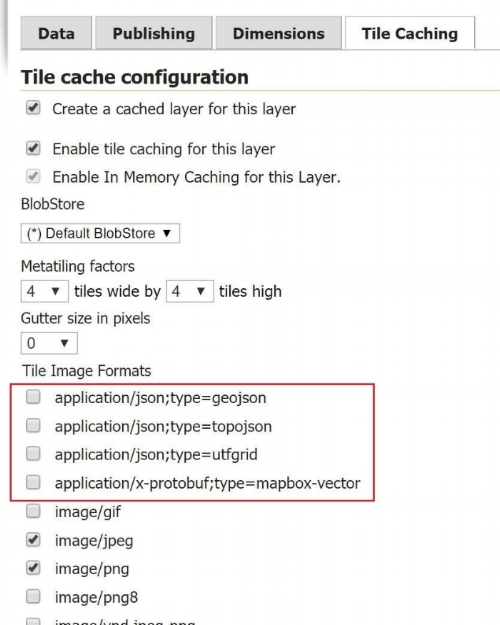 Output options available after installing the Vector Tiles extension