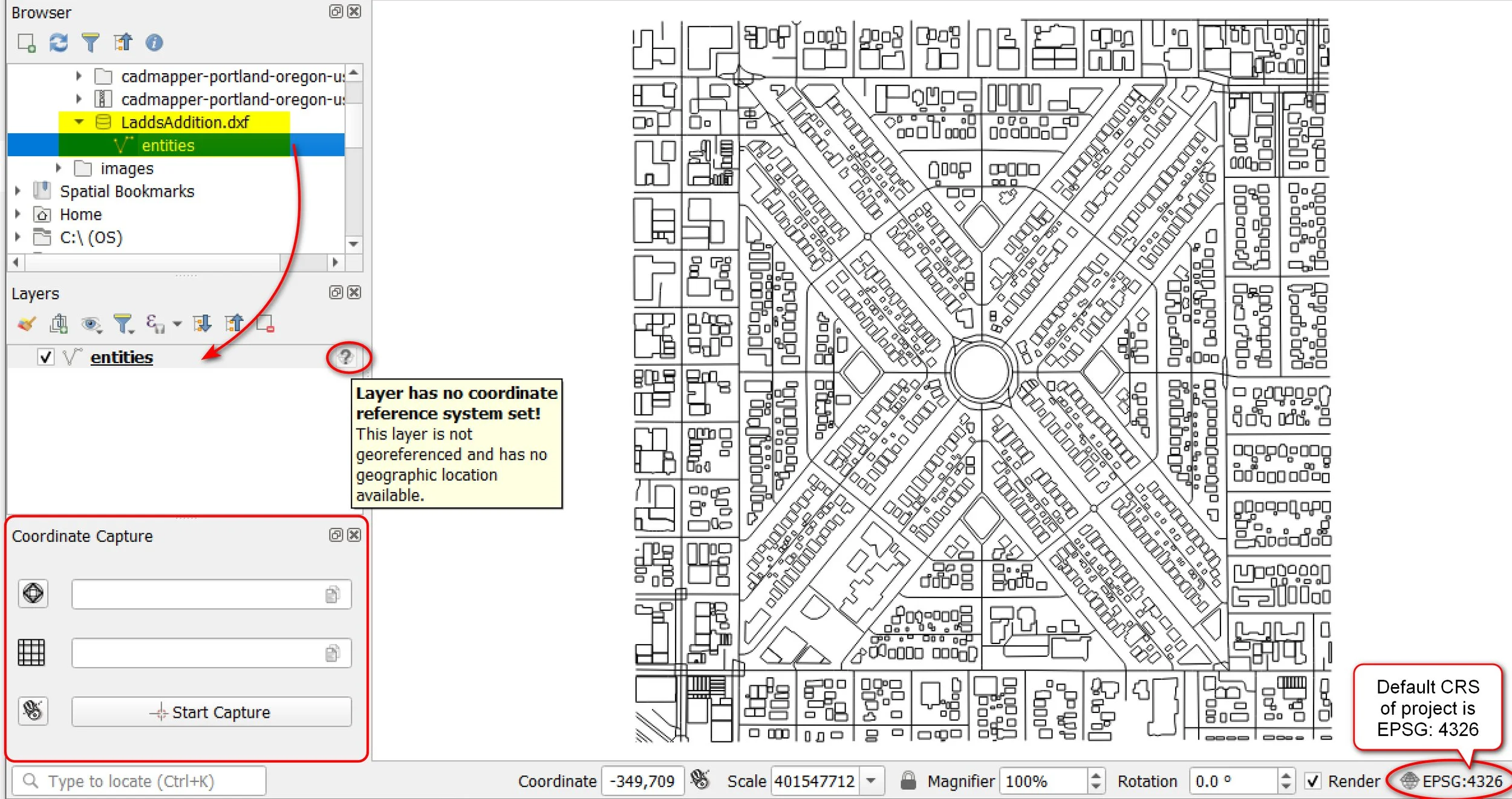 Georeferencing Cad Dxf With Qgis Open Gis Lab