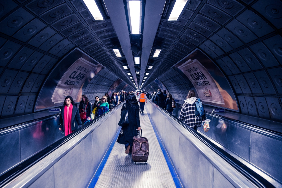 Escalators and ramps make it easy for passengers with bags to access transit