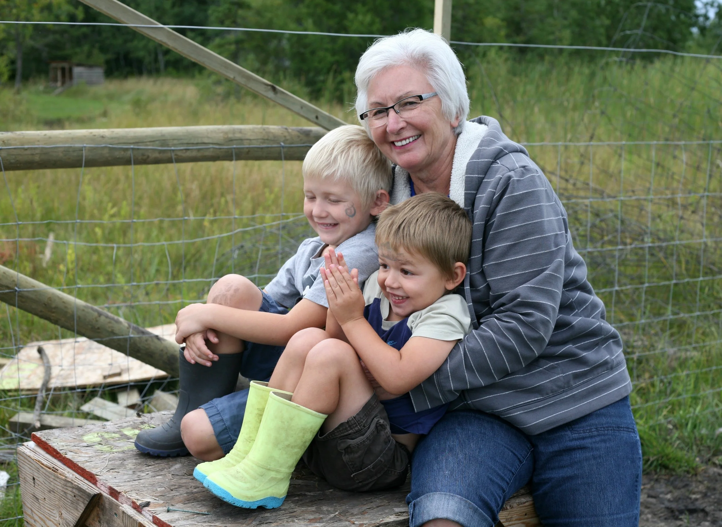 The boys (and grandma) were very excited for the sheep to arrive.