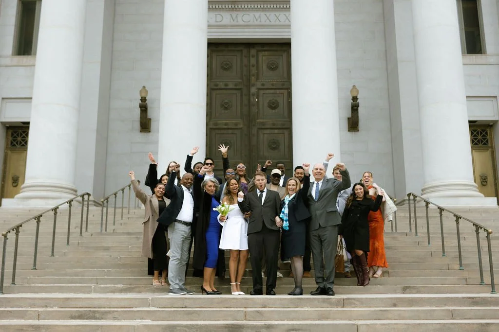 Joyful Group Celebration at Denver Courthouse Wedding