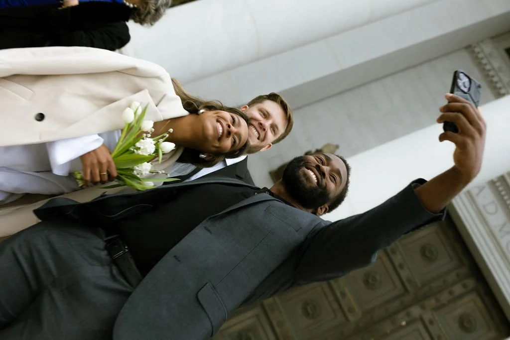 Joyful Selfie with the Newlyweds at a Romantic Denver Courthouse Elopement