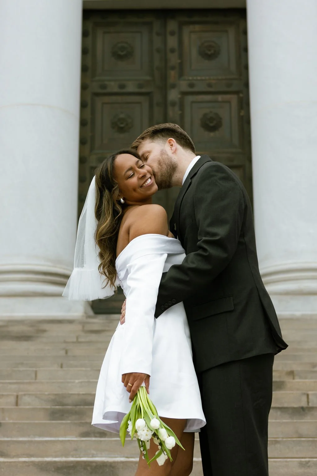 Dreamy Kiss on the Steps of the Denver Courthouse