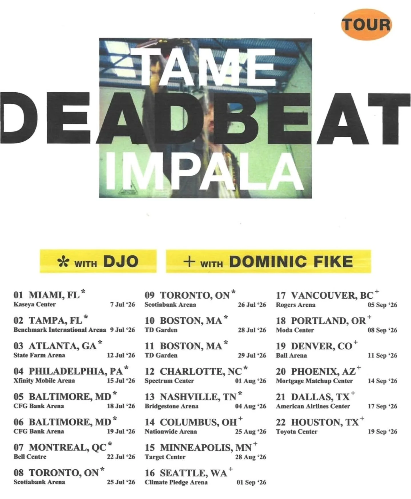 Tame Impala announced their tour dates with DJO &amp; Dominic Fike 🎵

@tameimpala with be going on their North American tour with @djotime &amp; @dominicfike this Summer!

Which tour dates are you looking forward to?✍️

See more Tame Impala on sound