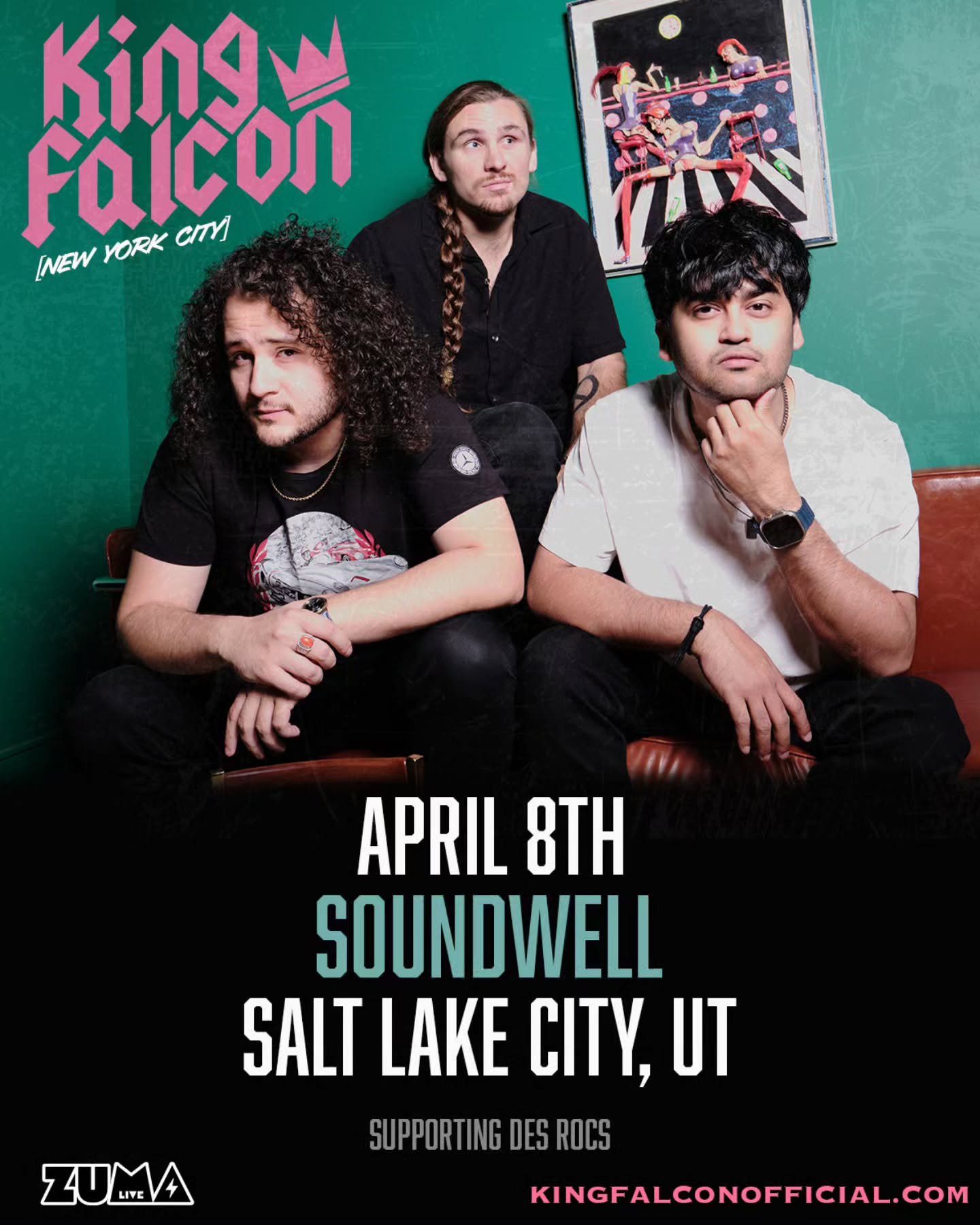🎟 SLC TICKET GIVEAWAY 🎟

Enter to win tickets to King Falcon @kingfalconband and Des Rocs @iamdesrocs live in concert at Soundwell in Salt Lake City, Utah on April 8th 🎵

Giveaway steps:
1. Follow @soundbitemagazine &amp; @kingfalconband📲 
2. Res