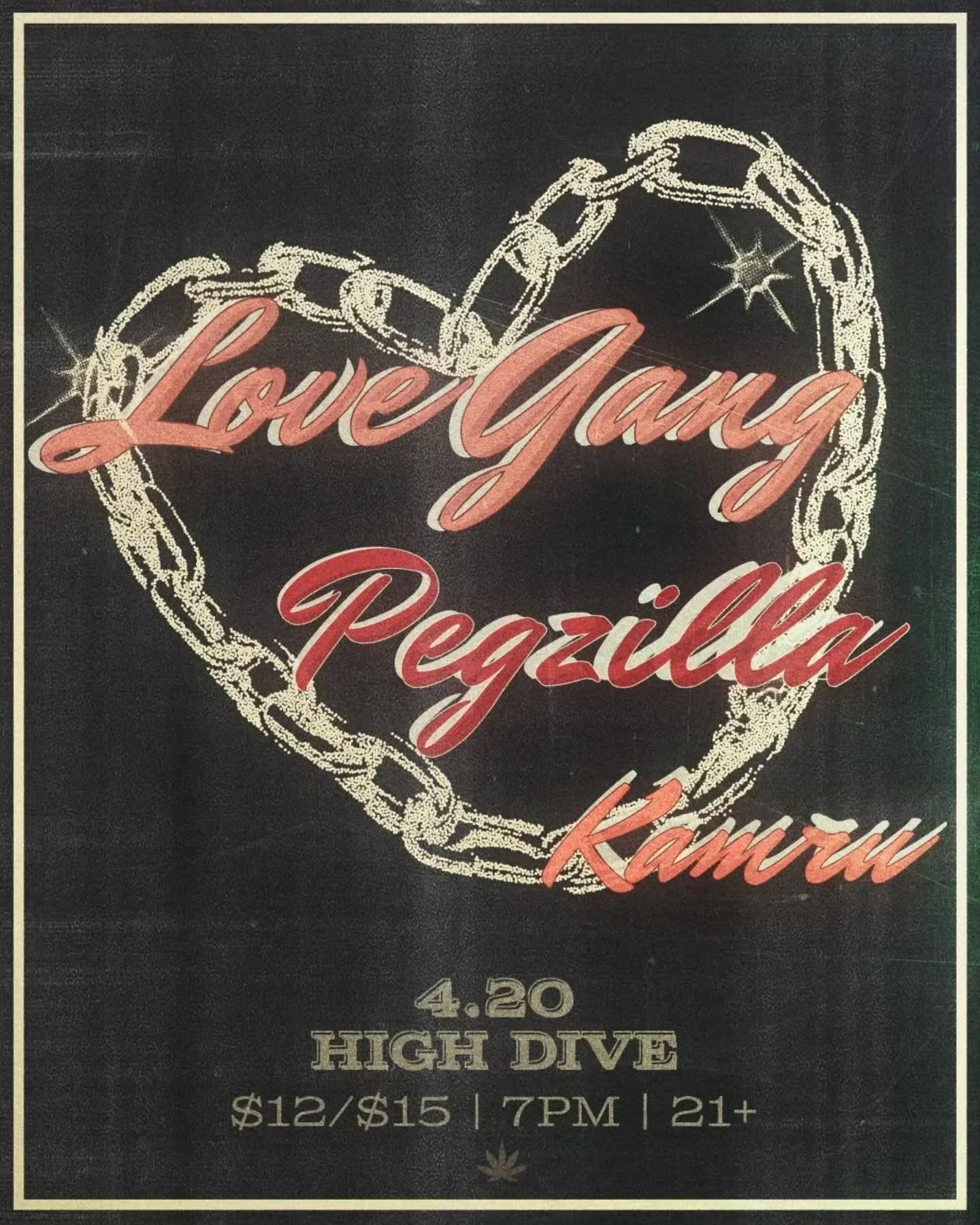 ✨️ 🎟 TICKET GIVEAWAY 🎟 ✨️

Enter to win tickets to Love Gang @lovegangco, Pegzilla @fearpegzilla, &amp; Kamru @kamruoccult live in concert at High Dive in Denver, Colorado on 4/20! 🎶

Giveaway steps:
1. Follow @fearpegzilla &amp; @soundbitemagazin