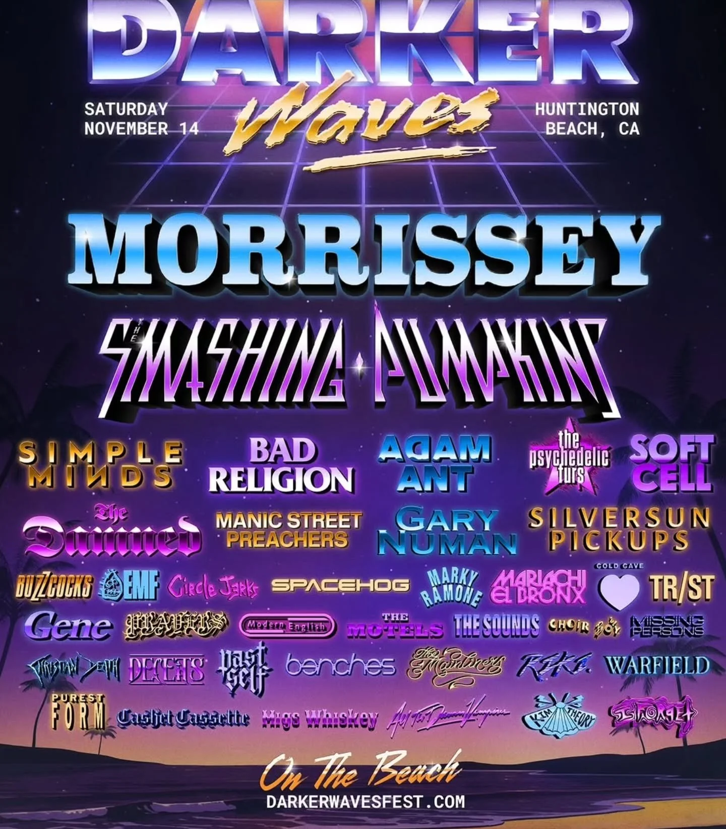Darker Waves Fest Lineup Announced 💜 

Huntington Beach festival Darker Wave Fest @darkerwavesfest Announced their lineup featuring live performances by Morrissey, Smashing Pumpkins, Simple Minds, Bad Religion, Spacehog, the Psychedelic Furs, and ma
