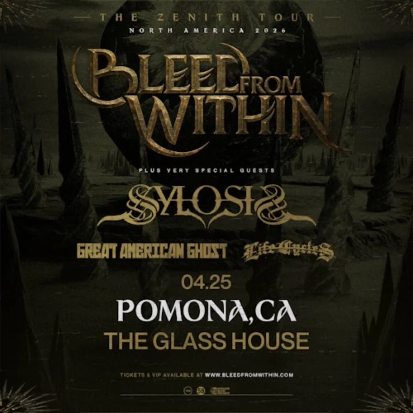 ✨️ 🎟 TICKET GIVEAWAY 🎟 ✨️

Enter to win tickets to Bleed from Within, Sylosis, Great American Ghost, Life Cycles live in concert at the Glass House Pomona @theglasshousepomona on April 25th. 🎶

Giveaway steps:
1. Follow @soundbitemagazine &amp; @t