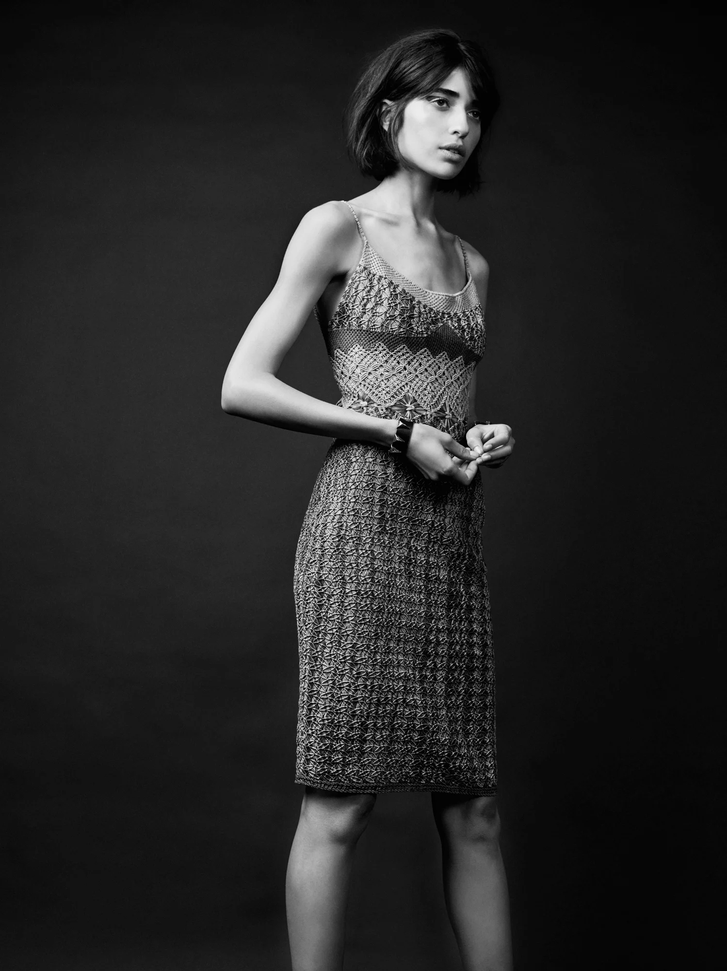 melange cotton macramé dress