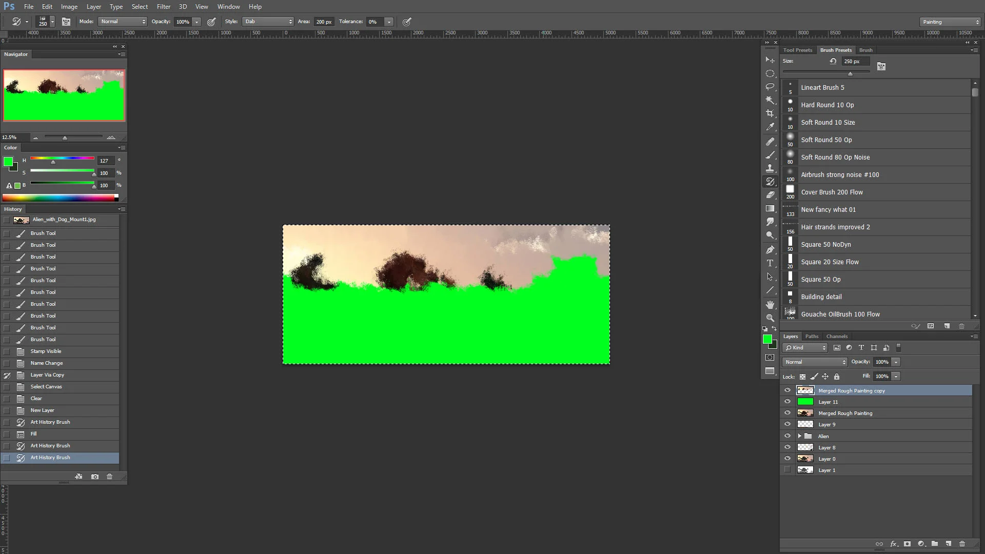 Halfway through the process.