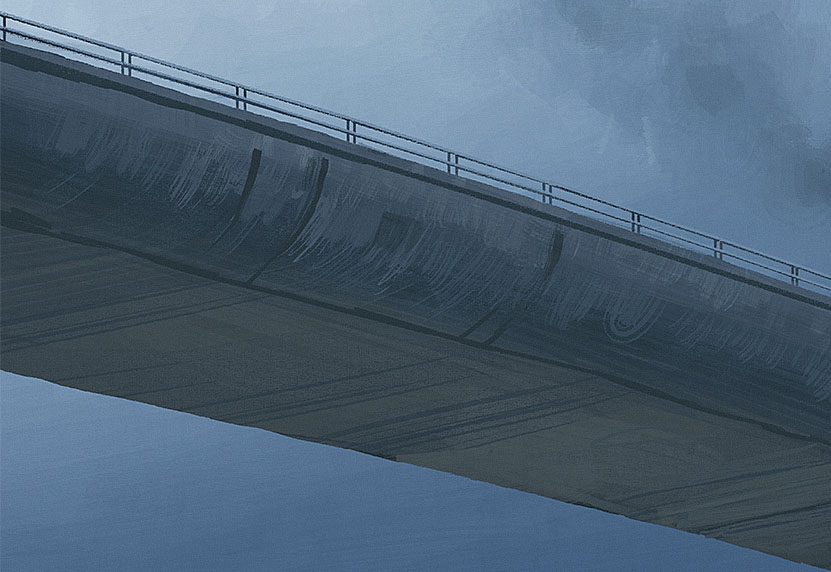 Under the bridge.