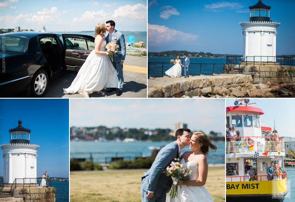 Maine wedding portraits at Bug Light