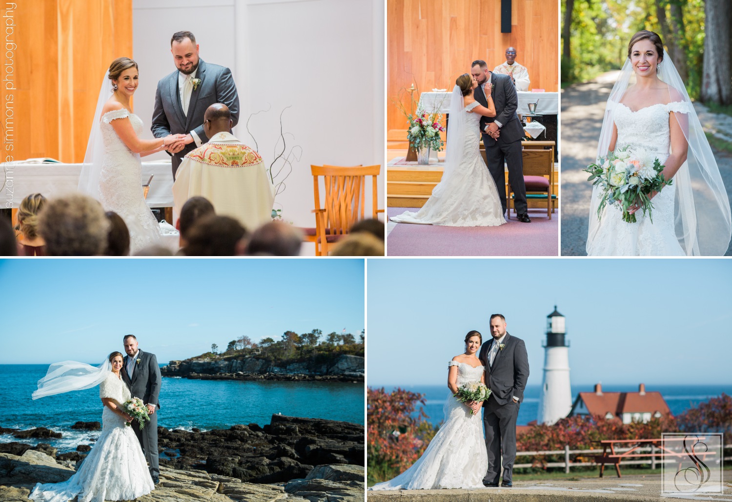 Wedding portraits at Portland Headlight in Cape Elizabeth