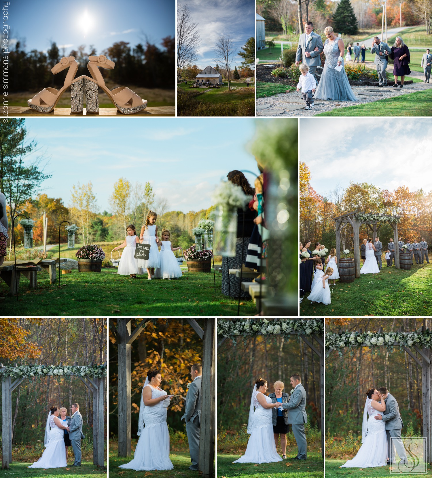 Wedding ceremony at the Hitching Post in Dayton, Maine